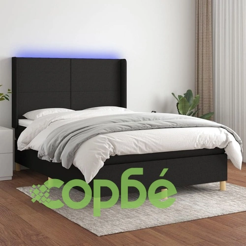 Боксспринг легло с матрак и LED, черно, 140x190 см, плат ➤ топ цена ➤ sorbe.bg