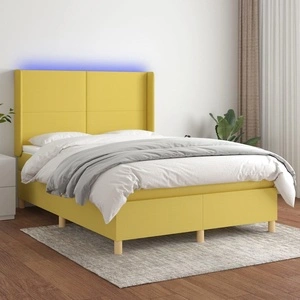 Боксспринг легло с матрак и LED, зелено, 140x190 см, плат