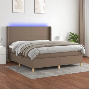 Боксспринг легло с матрак и LED, таупе, 160x200 см, плат