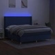 Боксспринг легло с матрак и LED, синьо, 160x200 см, плат