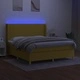 Боксспринг легло с матрак и LED, зелено, 160x200 см, плат