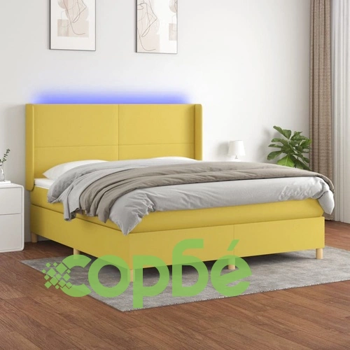 Боксспринг легло с матрак и LED, зелено, 160x200 см, плат ➤ топ цена ➤ sorbe.bg