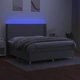 Боксспринг легло с матрак и LED, светлосиво, 180x200 см, плат