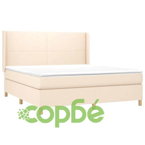 Боксспринг легло с матрак и LED, кремаво, 180x200 см, плат ➤ топ цена ➤ sorbe.bg