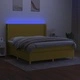 Боксспринг легло с матрак и LED, зелено, 180x200 см, плат