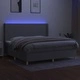 Боксспринг легло с матрак и LED, светлосиво, 200x200 см, плат