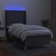 Боксспринг легло с матрак и LED, тъмносиво, 80x200 см, плат