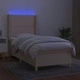 Боксспринг легло с матрак и LED, кремаво, 80x200 см, плат