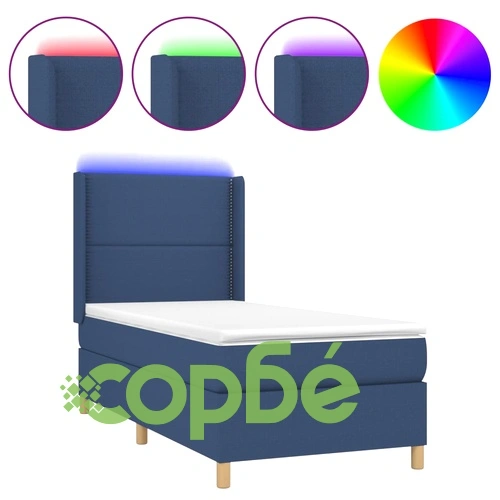 Боксспринг легло с матрак и LED, синя, 90x200 см, плат ➤ топ цена ➤ sorbe.bg