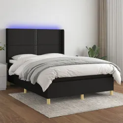 Боксспринг легло с матрак и LED, черно, 140x190 см, плат 