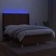 Боксспринг легло с матрак и LED, тъмнокафяво, 140x190 см, плат