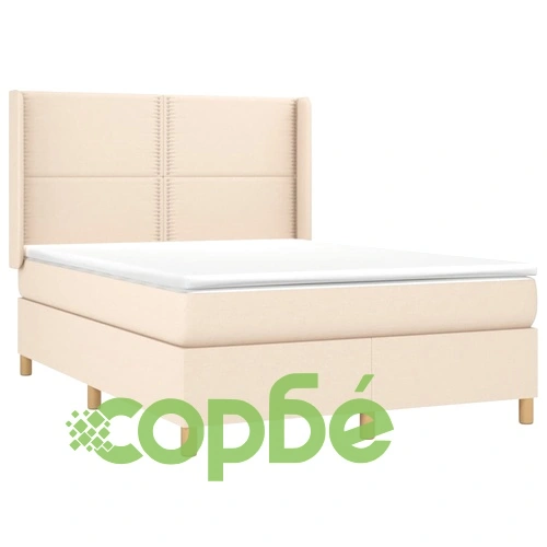 Боксспринг легло с матрак и LED, кремаво, 140x190 см, плат ➤ топ цена ➤ sorbe.bg