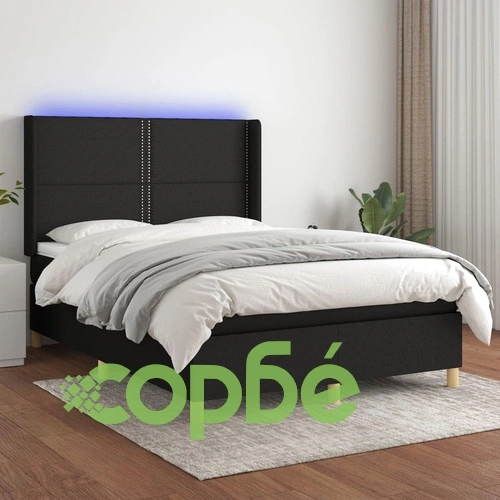 Боксспринг легло с матрак и LED, черно, 140x200 см, плат ➤ топ цена ➤ sorbe.bg