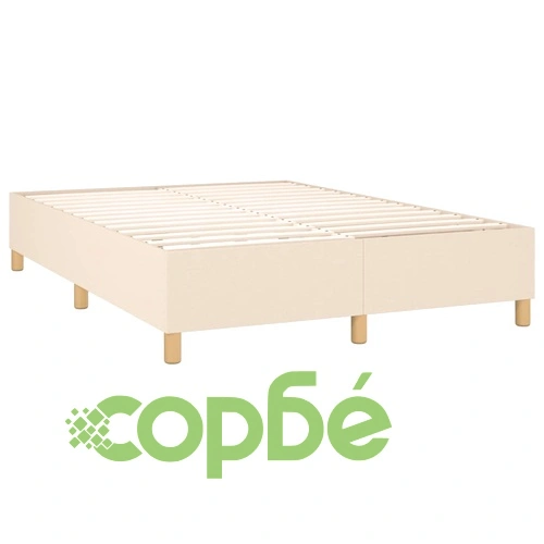 Боксспринг легло с матрак и LED, кремаво, 140x200 см, плат ➤ топ цена ➤ sorbe.bg