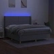 Боксспринг легло с матрак и LED, светлосиво, 160x200 см, плат