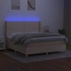 Боксспринг легло с матрак и LED, кремаво, 160x200 см, плат