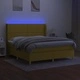 Боксспринг легло с матрак и LED, зелено, 160x200 см, плат