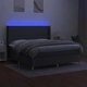 Боксспринг легло с матрак и LED, тъмносиво, 180x200 см, плат
