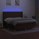Боксспринг легло с матрак и LED, тъмнокафяво, 180x200 см, плат