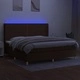 Боксспринг легло с матрак и LED, тъмнокафява, 200x200 см, плат