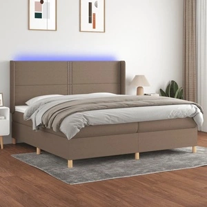 Боксспринг легло с матрак и LED, таупе, 200x200 см, плат