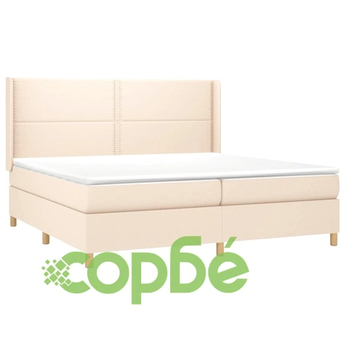 Боксспринг легло с матрак и LED, кремава, 200x200 см, плат ➤ топ цена ➤ sorbe.bg