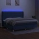 Боксспринг легло с матрак и LED, синя, 200x200 см, плат