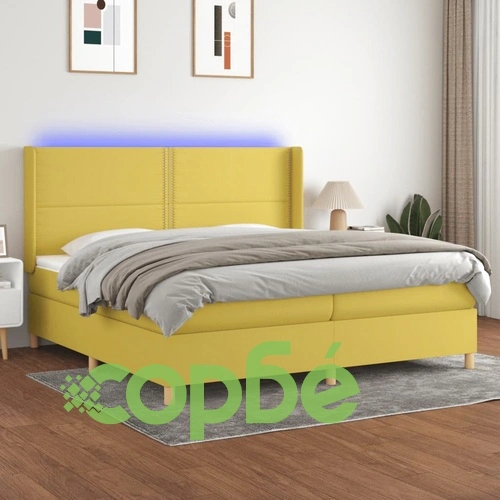 Боксспринг легло с матрак и LED, зелена, 200x200 см, плат ➤ топ цена ➤ sorbe.bg