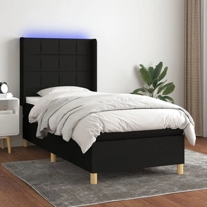 Боксспринг легло с матрак и LED, черно, 80x200 см, плат