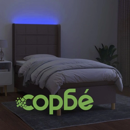 Боксспринг легло с матрак и LED, таупе, 80x200 см, плат ➤ топ цена ➤ sorbe.bg