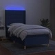Боксспринг легло с матрак и LED, синьо, 80x200 см, плат