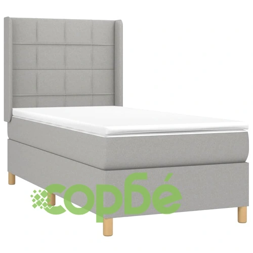 Боксспринг легло с матрак и LED, светлосиво, 100x200 см, плат ➤ топ цена ➤ sorbe.bg