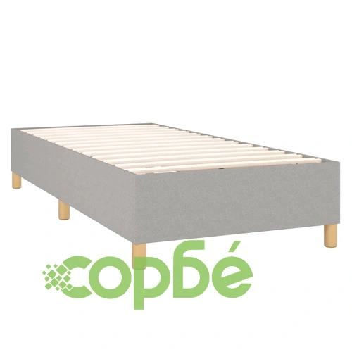 Боксспринг легло с матрак и LED, светлосиво, 100x200 см, плат ➤ топ цена ➤ sorbe.bg