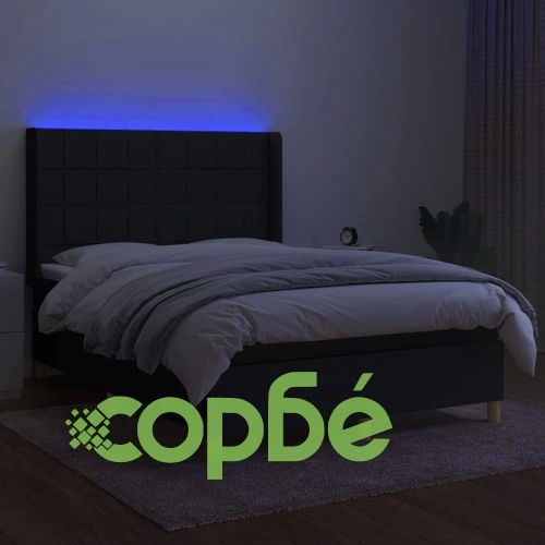 Боксспринг легло с матрак и LED, черно, 140x190 см, плат ➤ топ цена ➤ sorbe.bg