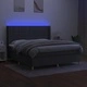 Боксспринг легло с матрак и LED, тъмносиво, 160x200 см, плат