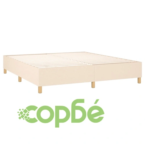 Боксспринг легло с матрак и LED, кремаво, 160x200 см, плат ➤ топ цена ➤ sorbe.bg