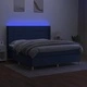 Боксспринг легло с матрак и LED, синьо, 160x200 см, плат