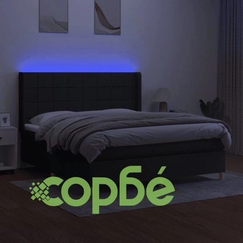 Боксспринг легло с матрак и LED, черно, 180x200 см, плат ➤ топ цена ➤ sorbe.bg