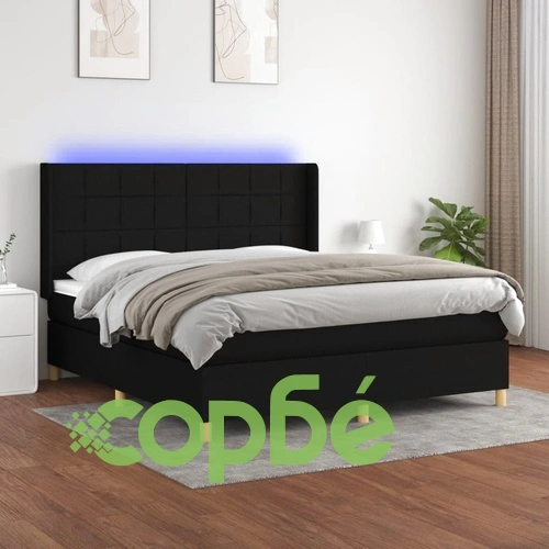 Боксспринг легло с матрак и LED, черно, 180x200 см, плат ➤ топ цена ➤ sorbe.bg