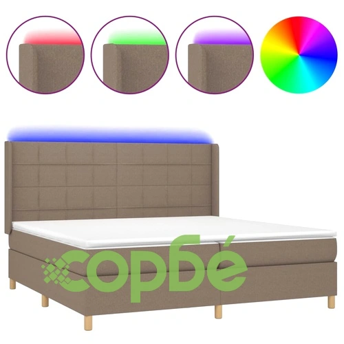 Боксспринг легло с матрак и LED, таупе, 200x200 см, плат ➤ топ цена ➤ sorbe.bg