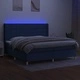 Боксспринг легло с матрак и LED, синя, 200x200 см, плат