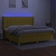 Боксспринг легло с матрак и LED, зелена, 200x200 см, плат