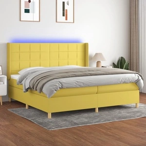 Боксспринг легло с матрак и LED, зелена, 200x200 см, плат