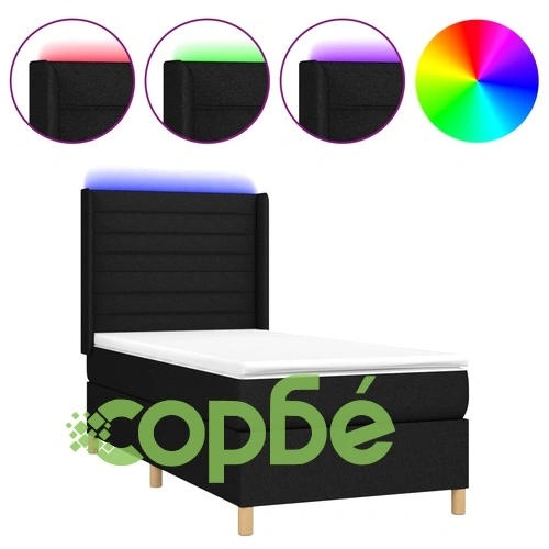 Боксспринг легло с матрак и LED, черно, 80x200 см, плат ➤ топ цена ➤ sorbe.bg