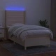 Боксспринг легло с матрак и LED, кремаво, 80x200 см, плат