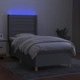 Боксспринг легло с матрак и LED, светлосиво, 90x190 см, плат