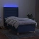 Боксспринг легло с матрак и LED, синя, 90x190 см, плат