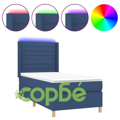 Боксспринг легло с матрак и LED, синя, 90x200 см, плат ➤ топ цена ➤ sorbe.bg