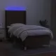 Боксспринг легло с матрак и LED, тъмнокафяво, 100x200 см, плат