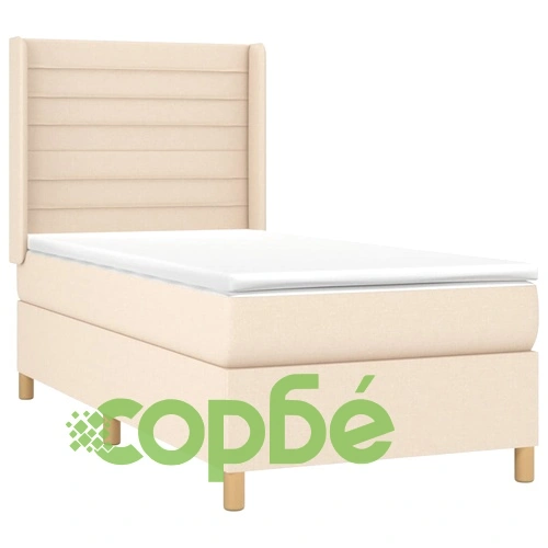 Боксспринг легло с матрак и LED, кремаво, 100x200 см, плат ➤ топ цена ➤ sorbe.bg